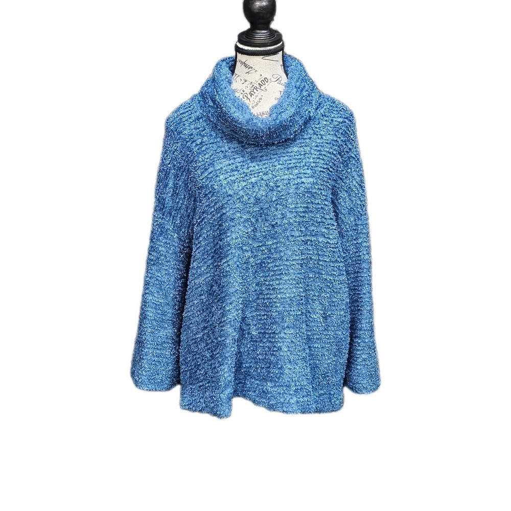 John Mark Cowl Neck Sweater Women L Terry Cloth Fuzzy Flowy lagenlook Artsy Chic